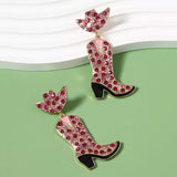 Rhinestone Cowboy Boot Dangle Earrings - Trendsi - Flyclothing LLC