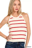 Zenana Stripe Sweater Tank Top - Trendsi - Flyclothing LLC