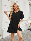 Round Neck Short Sleeve Mini Dress - Trendsi - Flyclothing LLC