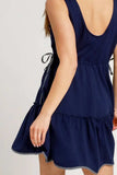 Umgee Frill Drawstring Waist Round Neck Mini Tank Dress - Trendsi - Flyclothing LLC