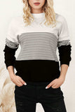Striped Color Block Long Sleeve Knit Top - Trendsi - Flyclothing LLC