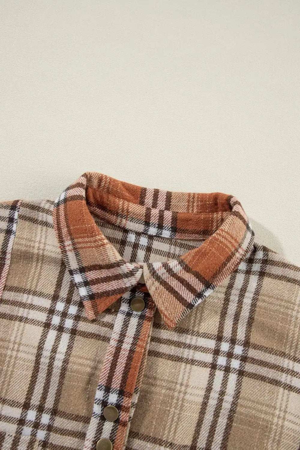 Plaid Snap Down Dropped Shoulder Shacket - Trendsi - Flyclothing LLC