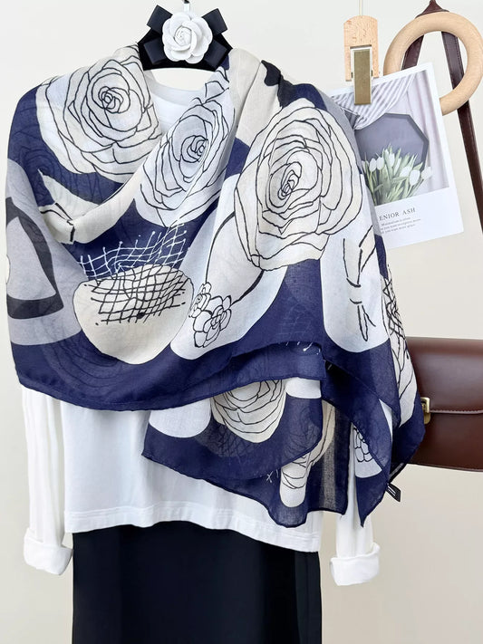 Flower Print Lightweight Scarf - Trendsi - Flyclothing LLC