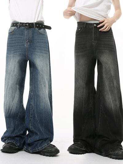 Wide Leg Jeans with Pockets - Trendsi - Flyclothing LLC