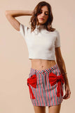 SO ME Contrast Bow Knot Pocket Fourth Of July Denim Skirt - Trendsi - Flyclothing LLC