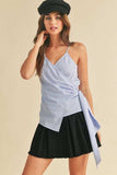 Aemi + Co Side Knotted Surplice Striped Cami - Trendsi - Flyclothing LLC
