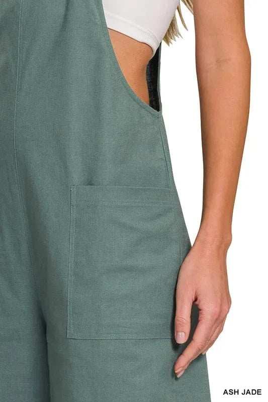 Zenana Woven Knot Strap Overalls - Trendsi - Flyclothing LLC
