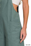 Zenana Woven Knot Strap Overalls - Trendsi - Flyclothing LLC