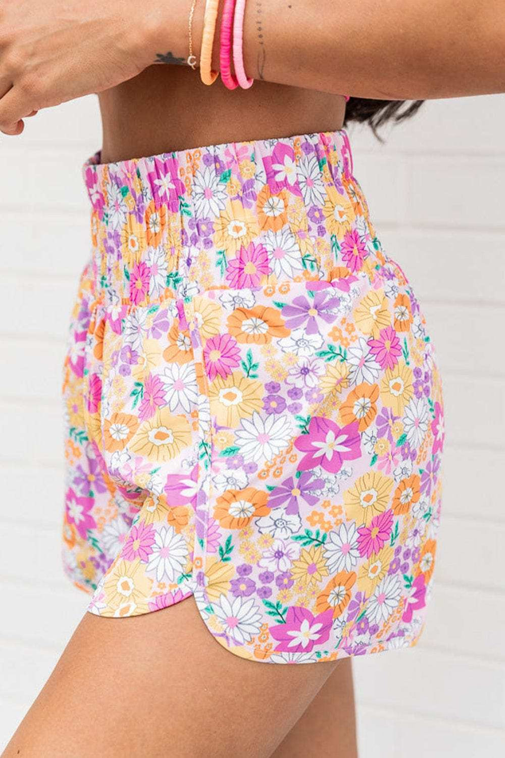 Printed High Waist Shorts - Trendsi - Flyclothing LLC