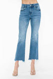 bytos Raw Hem Distressed Mid Rise Crop Jeans - Trendsi - Flyclothing LLC
