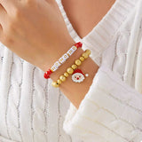2 Piece Christmas Santa Beaded Bracelet - Trendsi - Flyclothing LLC