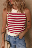 Stripe Textured Knit Ribbed Hem Sweater Tank - Trendsi - Flyclothing LLC