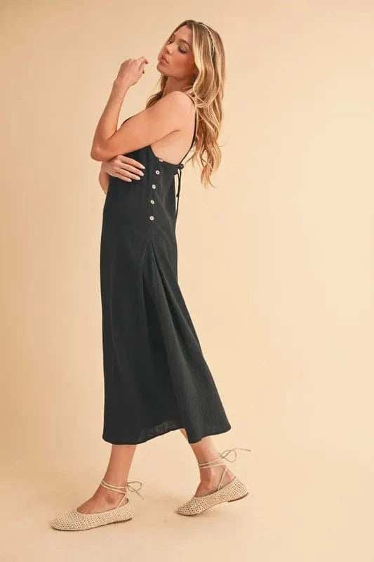 Aemi+Co Side Button Midi Cami Dress - Trendsi - Flyclothing LLC
