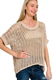 Zenana Fish Net Short Sleeve Crochet Knit Cover Up - Trendsi - Flyclothing LLC