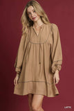 Umgee Boho Peasant Mini Dress with Trim Detail - Trendsi - Flyclothing LLC