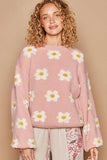 POL Daisy Pattern Drop Shoulder Sweater - Trendsi - Flyclothing LLC