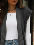 Pocketed Open Front Cap Sleeve Cardigan - Trendsi - Flyclothing LLC