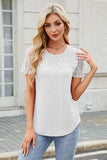 Smocked Round Neck Short Sleeve T-Shirt - Trendsi - Flyclothing LLC