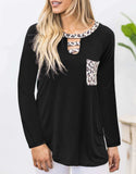 Cutout Leopard Round Neck Long Sleeve T-Shirt - Trendsi - Flyclothing LLC