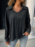 Button Down Collared Neck Long Sleeve Shirt - Trendsi - Flyclothing LLC