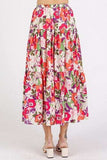 Mittoshop Flower Print Elastic Waist Tiered Skirt - Trendsi - Flyclothing LLC