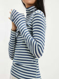 Exposed Seam Striped Turtleneck Long Sleeve T-Shirt - Trendsi - Flyclothing LLC