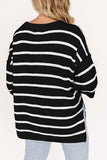 Stripe Drop Shoulder Side Slit Knit Top - Trendsi - Flyclothing LLC