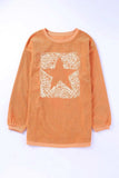 Star Round Neck Long Sleeve Oversize Sweatshirt - Trendsi - Flyclothing LLC