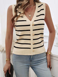 Striped V-Neck Knit Tank - Trendsi - Flyclothing LLC