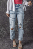 Distressed High Waist Jeans - Trendsi - Flyclothing LLC
