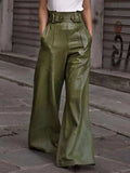 Half Elastic Waist Wide Leg Pants - Trendsi - Flyclothing LLC
