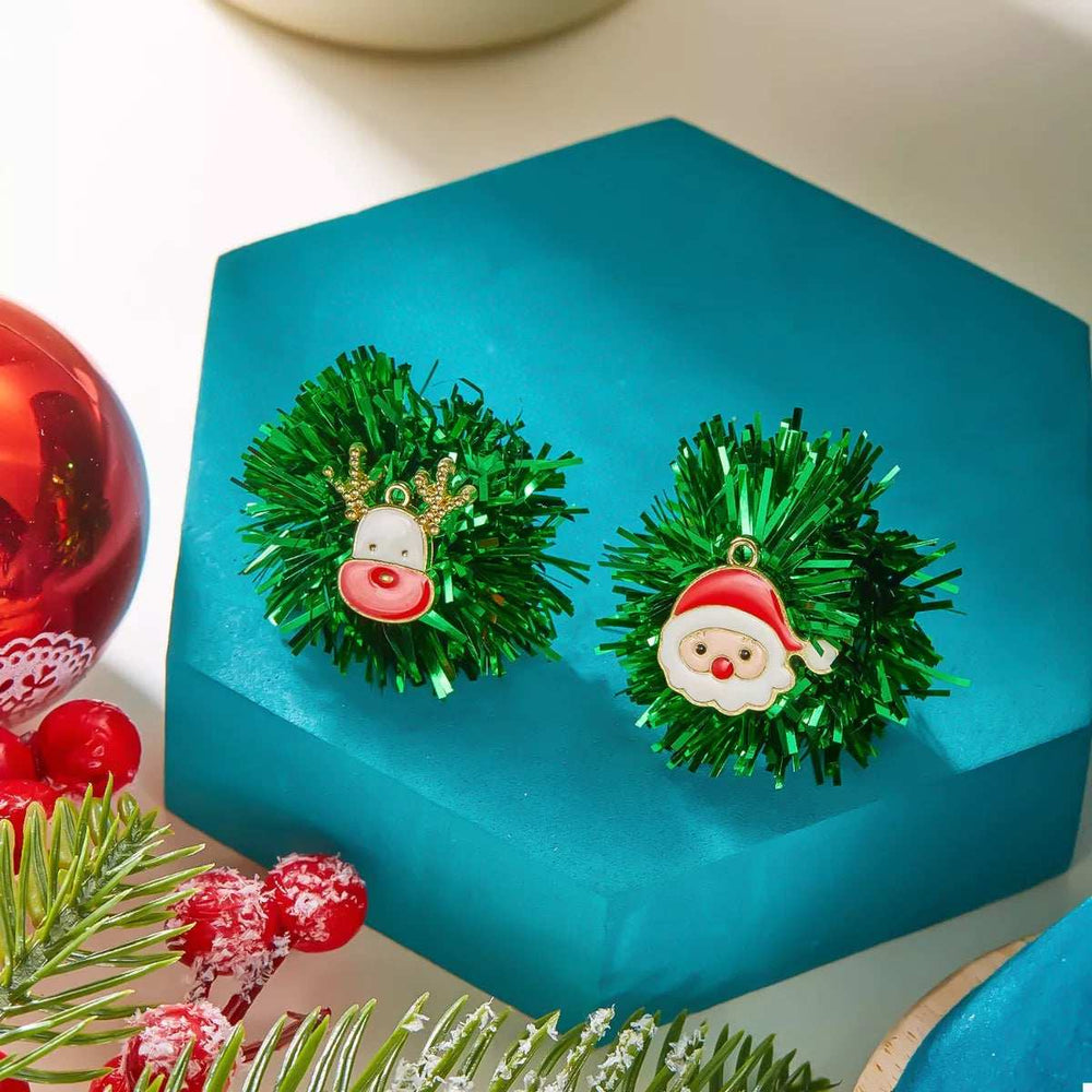 Christmas Asymmetrical Tinsel Ball Earrings - Trendsi - Flyclothing LLC