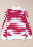 Striped Half Zip Mock Neck Long Sleeve Sweater - Trendsi - Flyclothing LLC