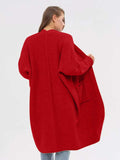 Pocketed Open Front Long Sleeve Longline Cardigan - Trendsi - Flyclothing LLC