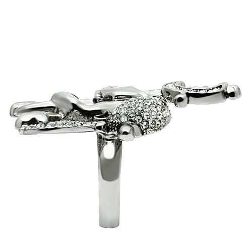 3W003 - Ruthenium White Metal Ring with Top Grade Crystal in Clear - Alamode - Flyclothing LLC