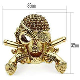 3W004 - Gold White Metal Ring with Top Grade Crystal in Smoked Quartz - Alamode - Flyclothing LLC