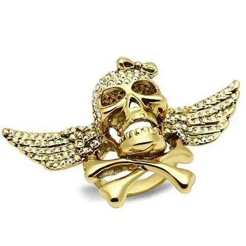 3W005 - Gold White Metal Ring with Top Grade Crystal in Aurora Borealis (Rainbow Effect) - Alamode - Flyclothing LLC