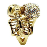 3W007 - Gold White Metal Ring with Top Grade Crystal in Aurora Borealis (Rainbow Effect) - Alamode - Flyclothing LLC