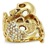 3W007 - Gold White Metal Ring with Top Grade Crystal in Aurora Borealis (Rainbow Effect) - Alamode - Flyclothing LLC