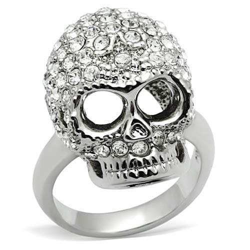 3W008 - Rhodium White Metal Ring with Top Grade Crystal in Clear - Alamode - Flyclothing LLC