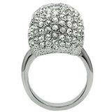 3W008 - Rhodium White Metal Ring with Top Grade Crystal in Clear - Alamode - Flyclothing LLC