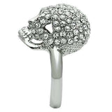 3W008 - Rhodium White Metal Ring with Top Grade Crystal in Clear - Alamode - Flyclothing LLC