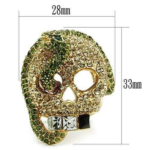 3W009 - Gold White Metal Ring with Top Grade Crystal in Multi Color - Alamode - Flyclothing LLC