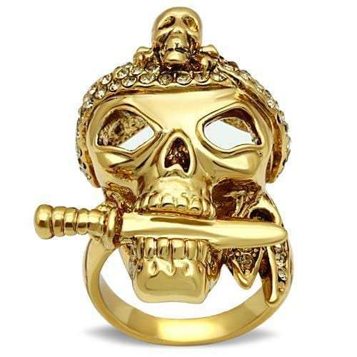 3W012 - Gold White Metal Ring with Top Grade Crystal in Smoked Quartz - Alamode - Flyclothing LLC