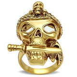 3W012 - Gold White Metal Ring with Top Grade Crystal in Smoked Quartz - Alamode - Flyclothing LLC