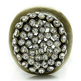 3W013 - Antique Copper White Metal Ring with Top Grade Crystal in Clear - Alamode - Flyclothing LLC