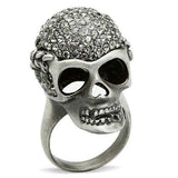 3W015 - Antique Silver White Metal Ring with Top Grade Crystal in Black Diamond - Alamode - Flyclothing LLC