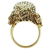 3W017 - Gold White Metal Ring with Top Grade Crystal in Aurora Borealis (Rainbow Effect) - Alamode - Flyclothing LLC