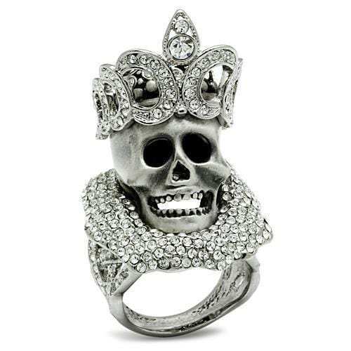 3W018 - Matte Rhodium & Rhodium White Metal Ring with Top Grade Crystal in Clear - Alamode - Flyclothing LLC