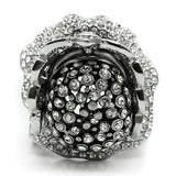 3W018 - Matte Rhodium & Rhodium White Metal Ring with Top Grade Crystal in Clear - Alamode - Flyclothing LLC